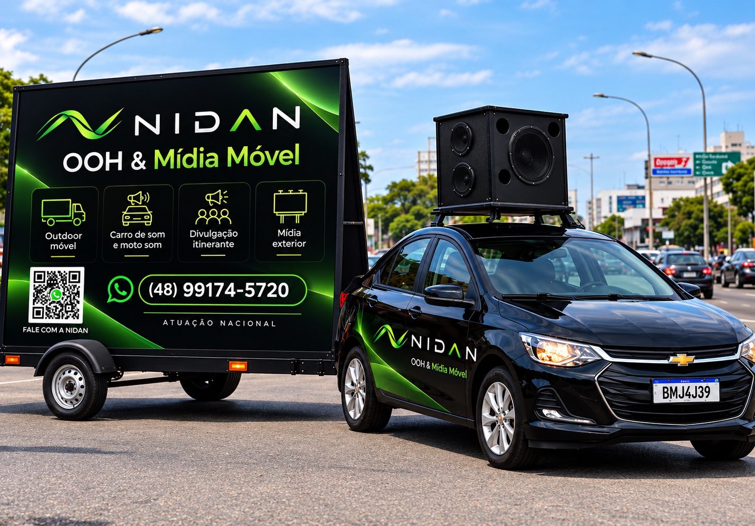 Veículo com outdoor móvel personalizado com a identidade NIDAN
