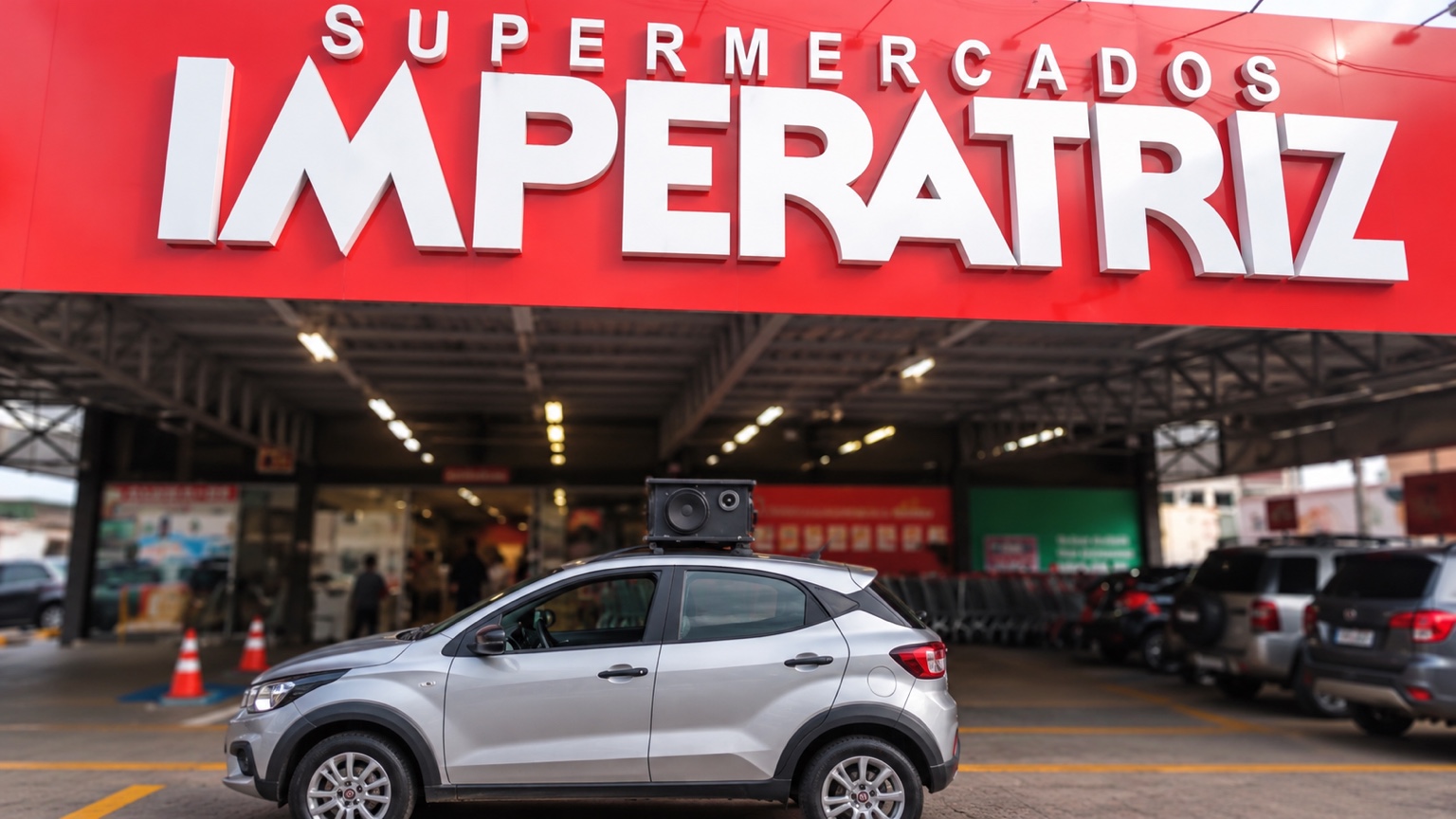 Carro de Som — ação em supermercado